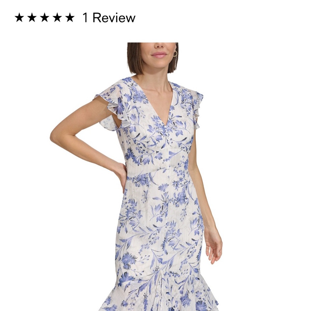 Brand new Women's Floral-Print Flutter-Sleeve Midi Dress